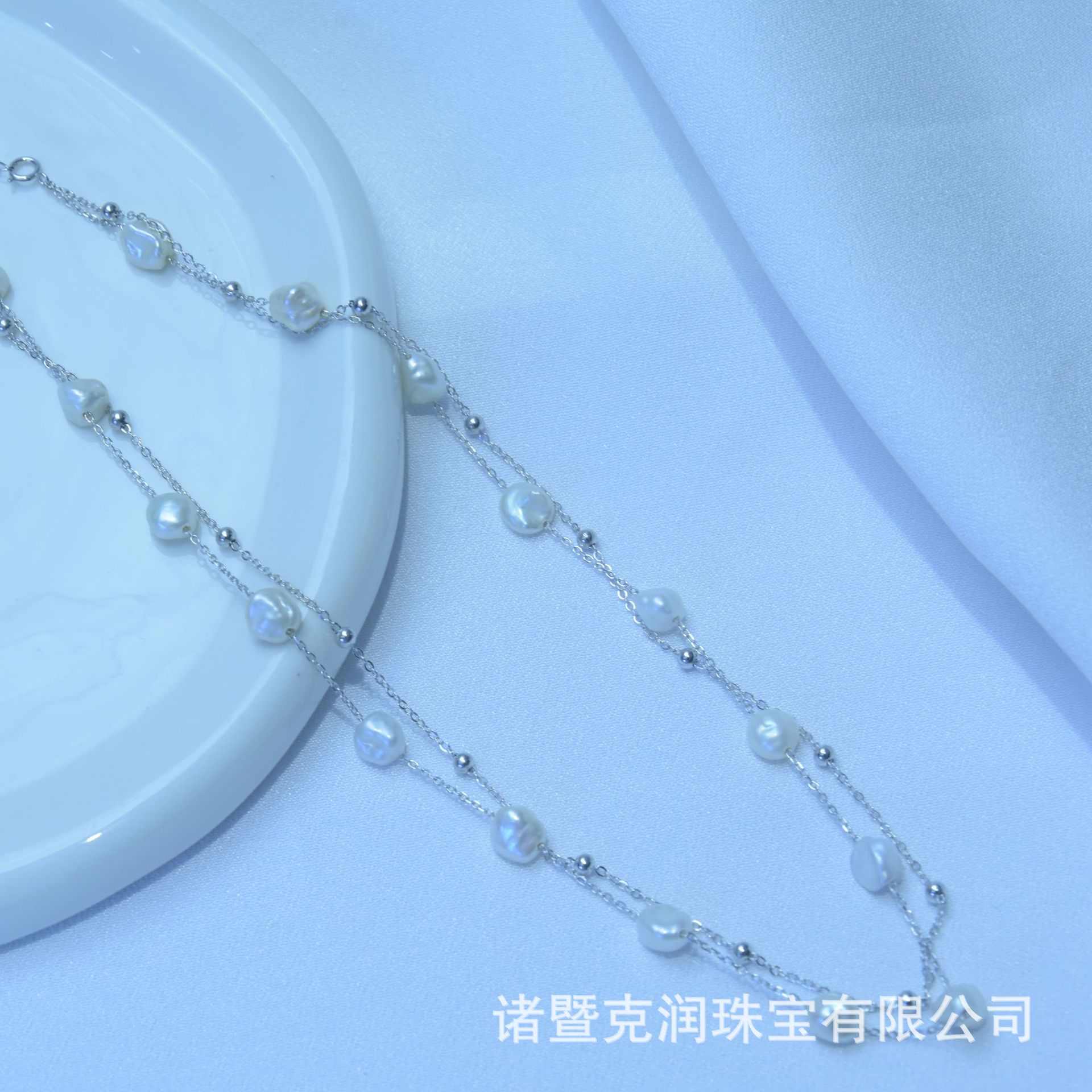 巴洛克珍珠碎银子珍珠满天星再生珍珠错落珍珠项链复古通勤项链