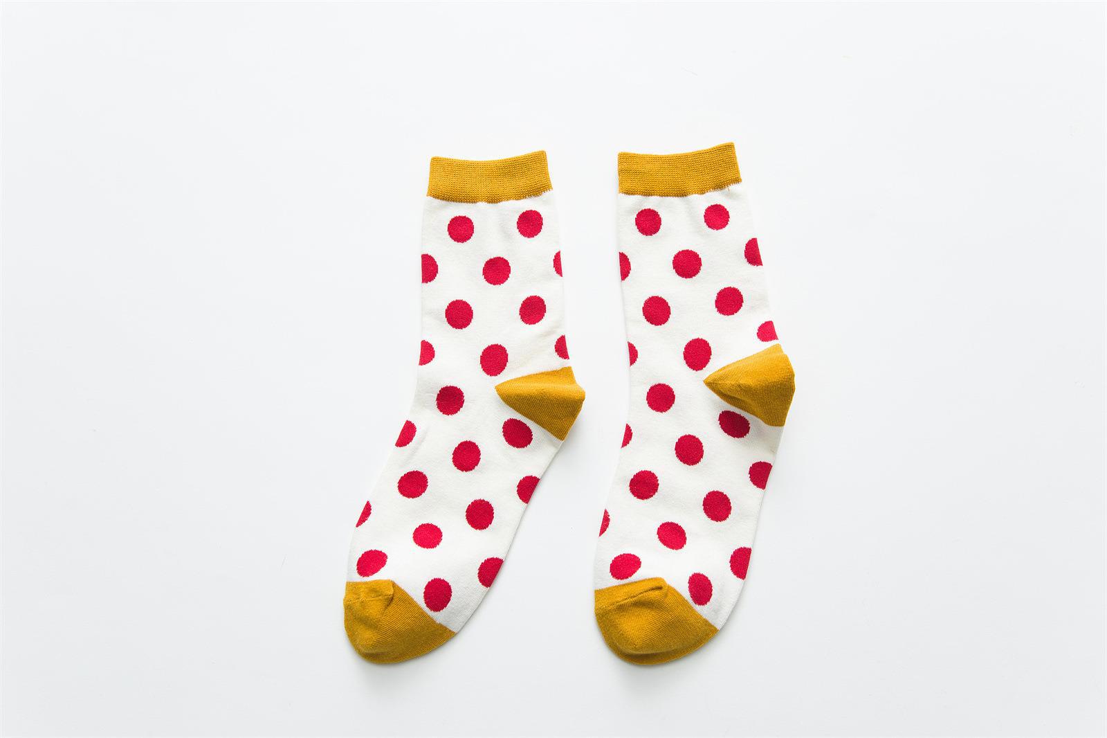 Foreign Trade Socks Women's Autumn and Winter Women's Socks Combed Cotton Women's Mid Tube Stockings Dots European and American Style Students' Socks Logo Custom Socks