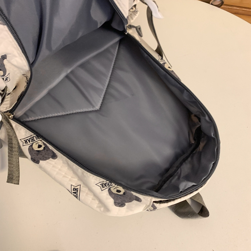 New Printed Bear High-Looking Trendy Backpack Junior High School Student Schoolbag Simple Large Capacity Backpack