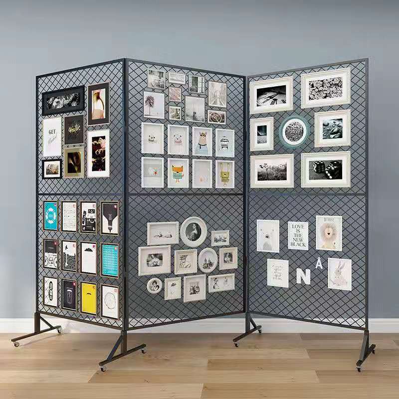 工厂折叠移动网格架铁艺网架展架学校宣传画展展会作品展示架包邮