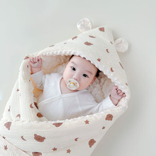 婴儿包被批发新生儿纱布豆豆绒儿童抱被韩国小熊产房出生抱毯代发
