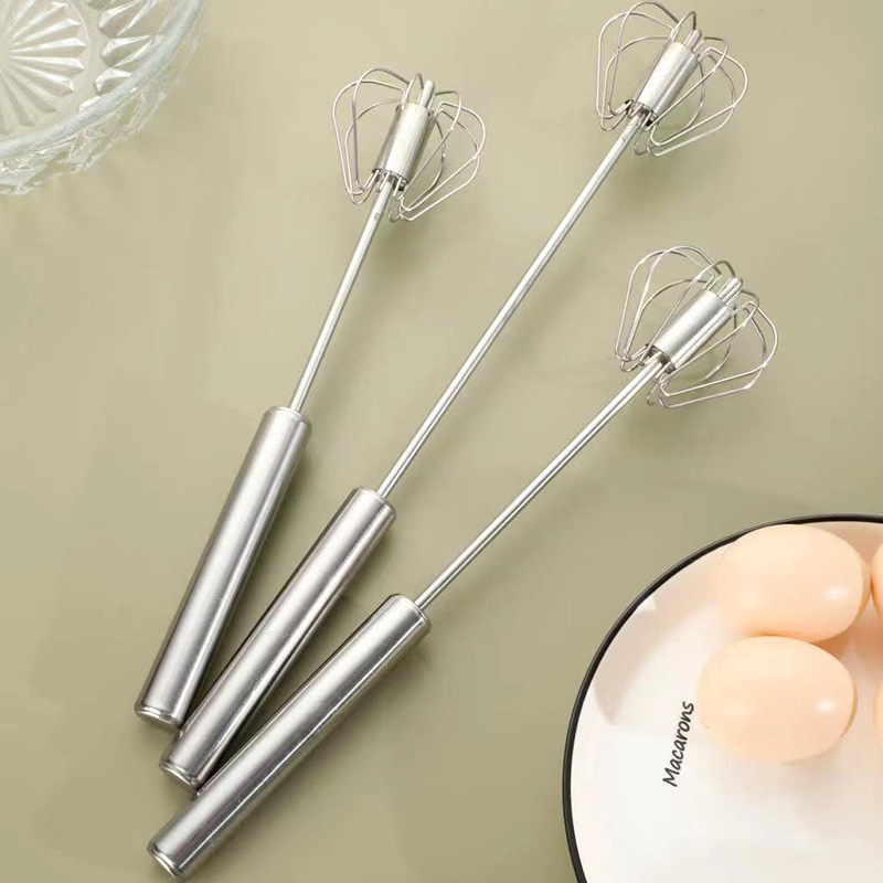 Stainless Steel Eggbeater Household Small Semi-automatic Multifunctional Milk Frother Press Type Blender Handheld Blender