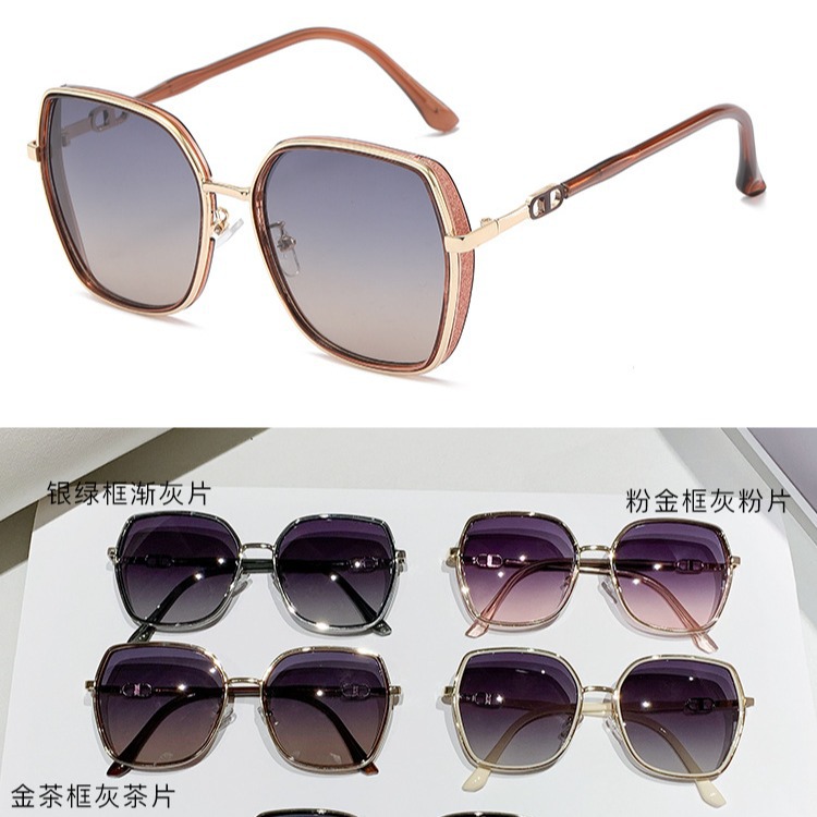 New Polarized Sunglasses Women's Uv-Proof Large Frame Internet Celebrity Sunglasses Trendy Bright Edge High-Grade Driving Sun-Proof Glasses