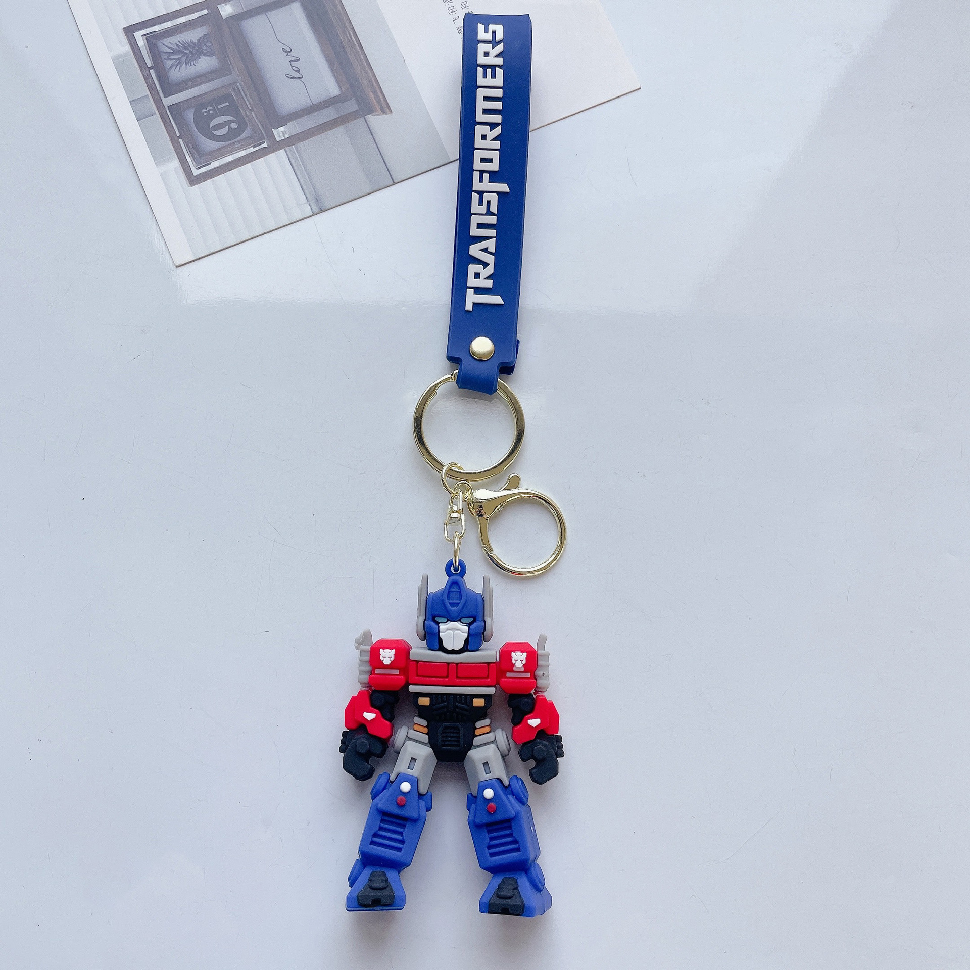 Creative Transformer Keychain Cartoon Optimus Prime Bumblebee Three-Dimensional Doll Car Backpack Pendant Wholesale