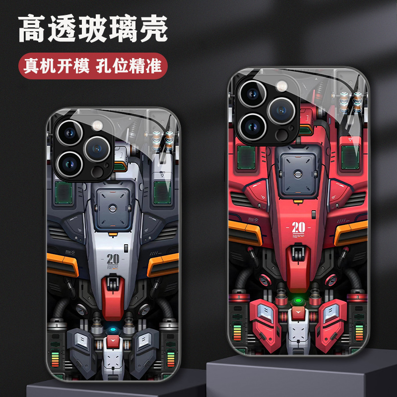 酷炫机甲旋风界面14promax苹果手机壳12彩绘玻璃壳iphone13跨境15