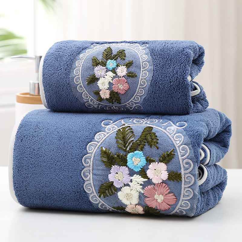 Towels Embroidery Covers Hanging Soft Absorbent Towel Towels Two-Piece Towel Set Fiber Couple Large Bath Towel