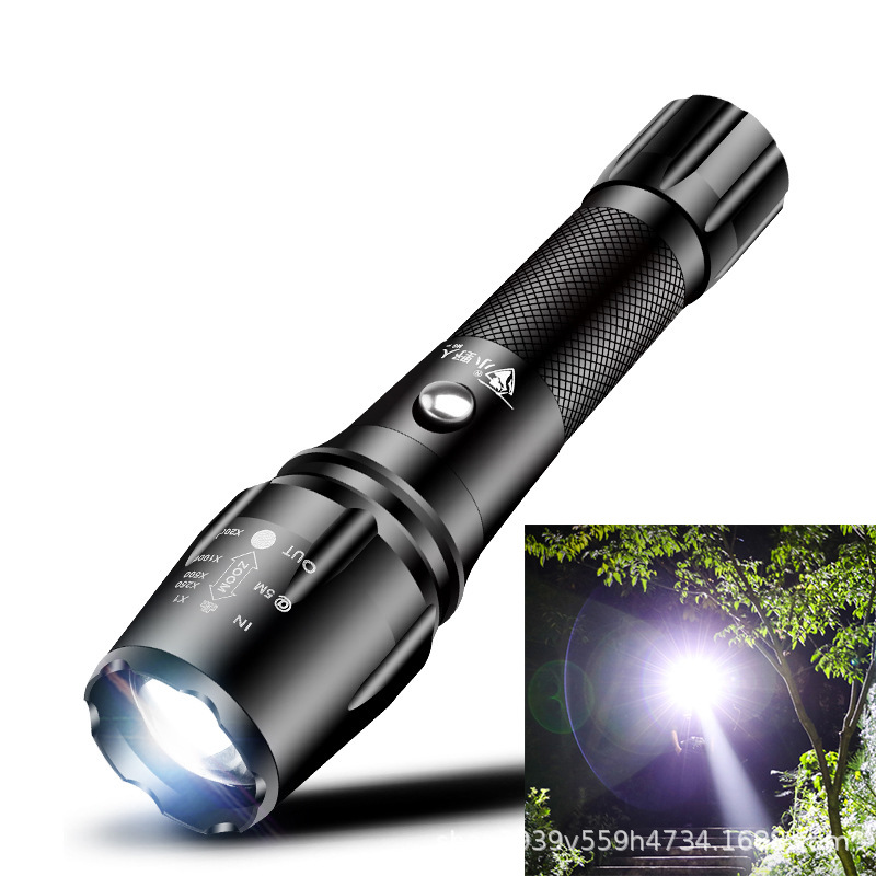 厂家手电批发 外贸t6手电筒led 伸缩调焦家用户外专用强光手电筒