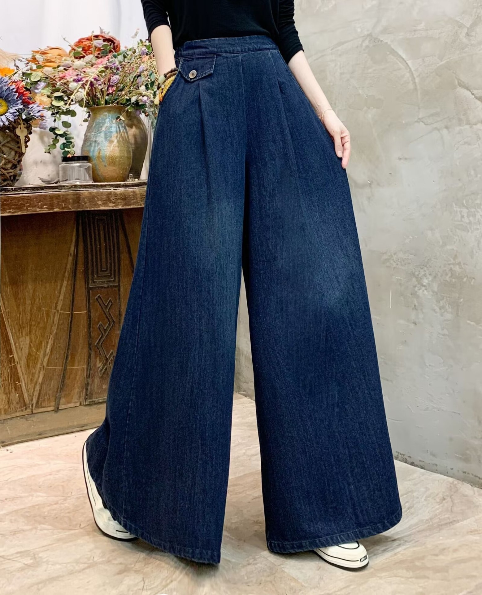 牛仔阔腿裤 2024秋季新款 休闲百搭大脚裤女宽松显瘦长裤子潮7858