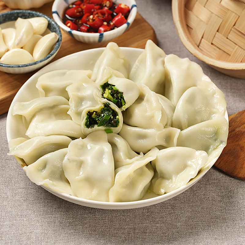 韭菜鸡蛋手工水饺速冻水饺素三鲜馅饺子 袋装500g速冻饺子批发