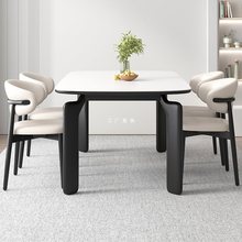 现代简约轻奢岩板餐桌椅组合2023新款实木餐桌家用小户型方形饭桌