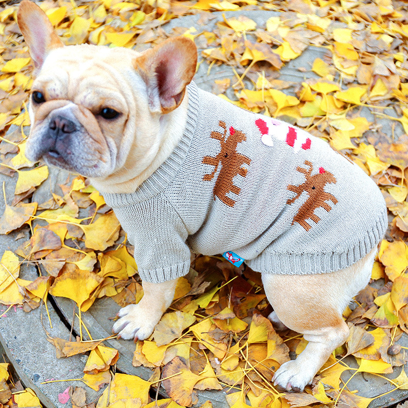 Pet Dog Cat Autumn and Winter New New Year Dress Santa Claus Red Sweater Festive Red Jarre Aero Bull Fat Dog Clothes