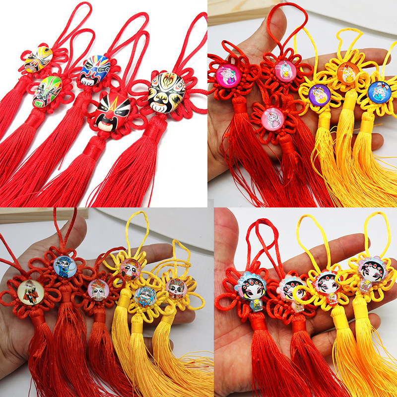 Crystal Facial Makeup Chinese Knot Single-Sided Peking Opera Flower Face Lucky Knot for Foreigners Gifts Abroad Ethnic Style Bonsai Decoration