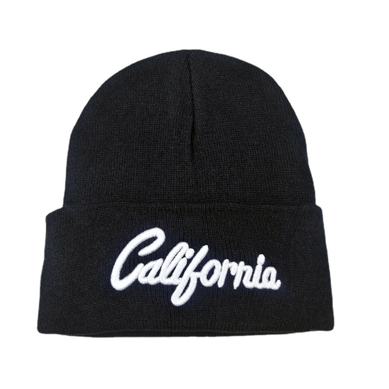 Cross-Border California Embroidery Knitted Hat European and American Men's and Women's Autumn and Winter Warm Pullover Cap Ski Wool Hat