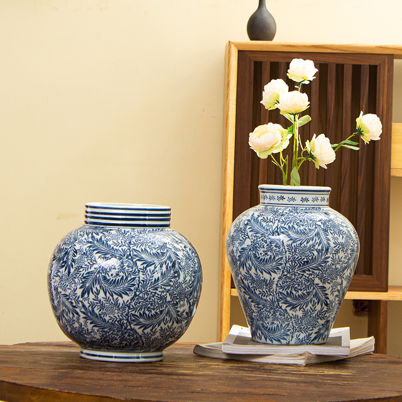 Blue and White Porcelain Vase Ceramic Vase Hydroponic High Temperature Fired Ceramic Decoration High-Grade Light Luxury