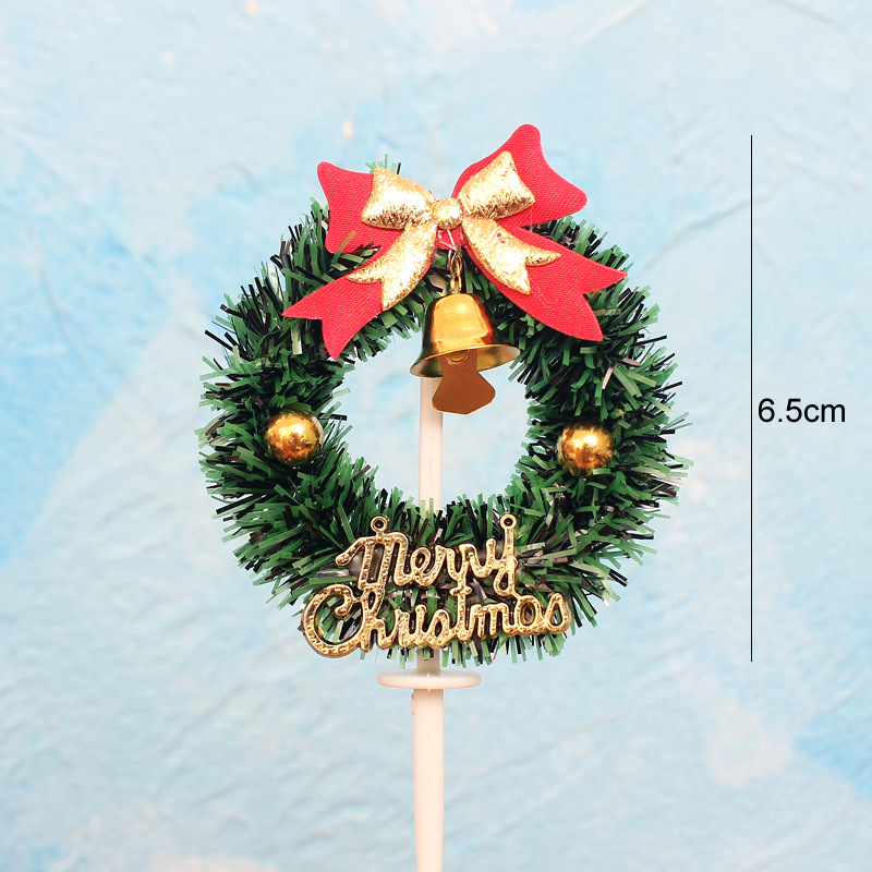 christmas wreath cake topper decoration圣诞草圈蛋糕装饰插牌
