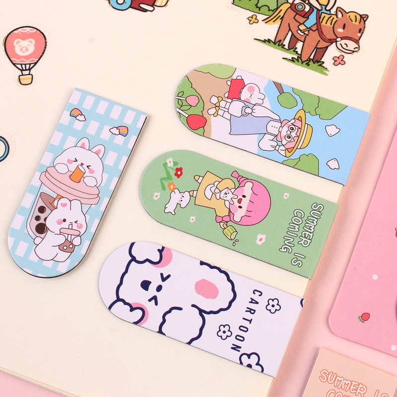 Cute Cartoon Character Magnetic Bookmark Student School Supplies Creative Xueba Magnet Bookmark Book Holder Manufacturer