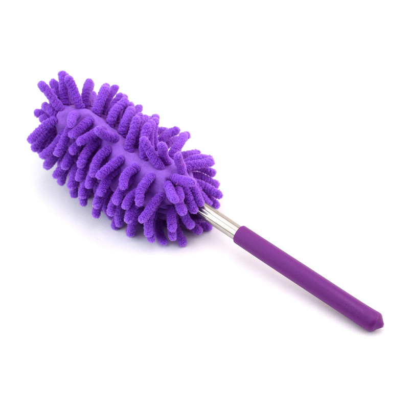 75cm Stainless Steel Lengthened Feather Duster Chenille Dust Remove Brush Multi-Function Retractable Household Dust Removal Small Duster