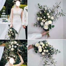 手捧花新娘外景旅拍摄影森系长杆小清新拍摄韩式婚礼手捧假花厂家