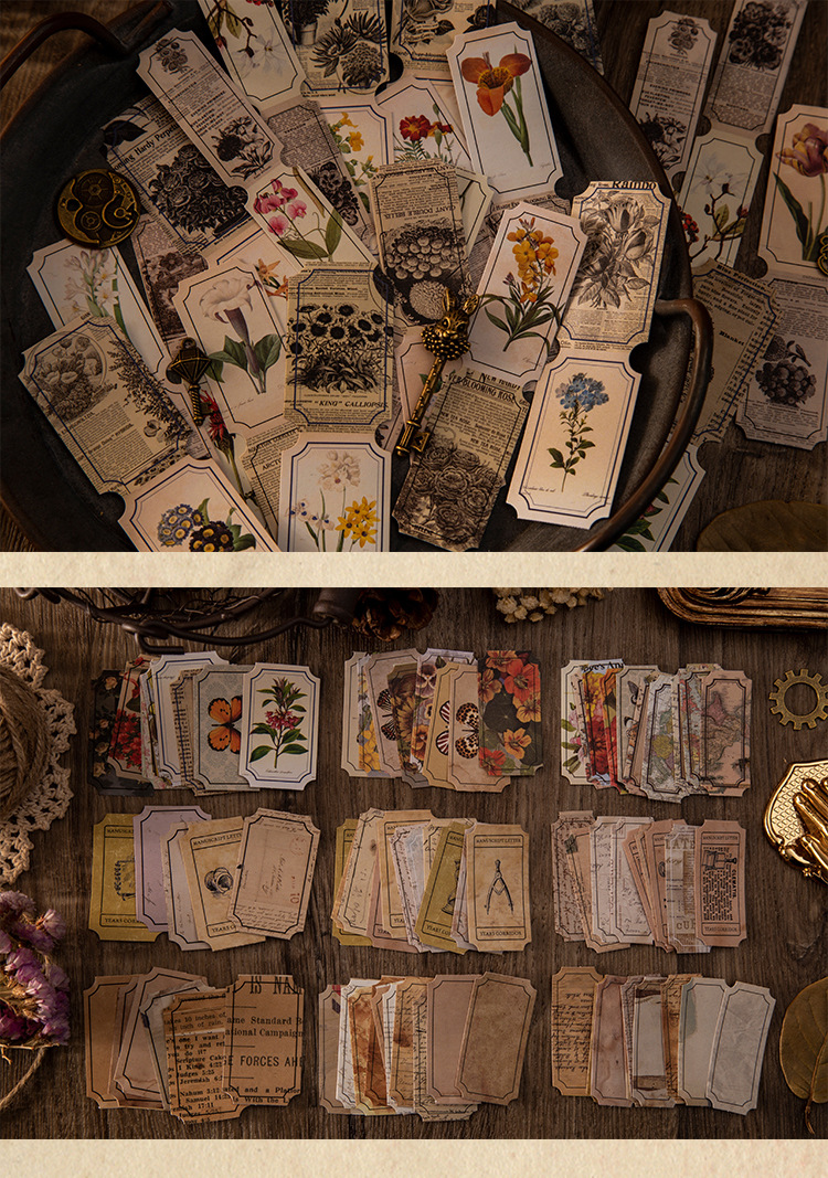 陌境素材贴纸包 岁月回廊系列 复古异形手帐diy装饰贴画30张入8款