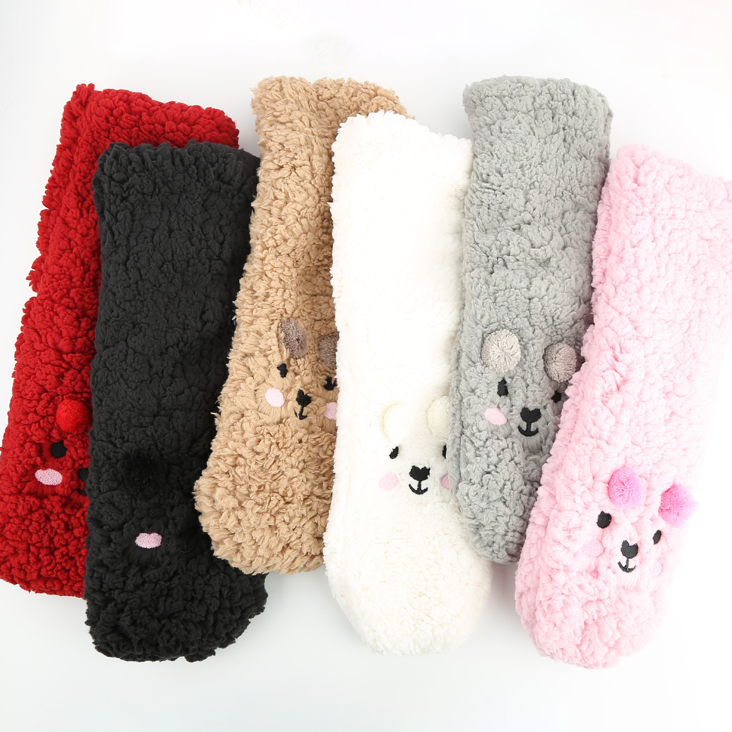 Winter Bear Floor Socks Home Socks Mid-Calf Socks Sleep Socks Half Velvet Floor Socks Thickened Plush Socks