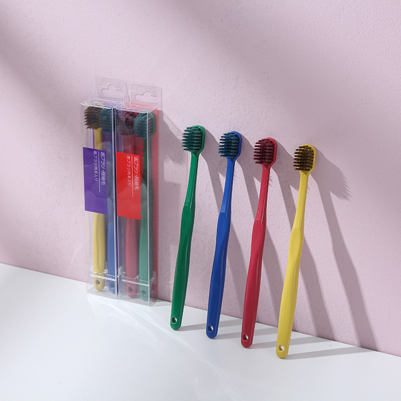 Tiktok Same Style Wide Head Toothbrush Korean Style Macaron Couple Japanese Style 2 PCs Soft-Bristle Toothbrush Small Board Couple Toothbrush