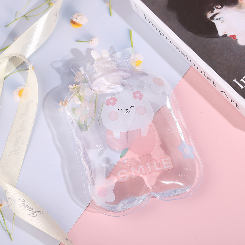 Fresh Baby Winter Large Capacity Cute Cartoon Transparent Hot Water Bag Mini Water Injection Hot Water Bottle Portable Student