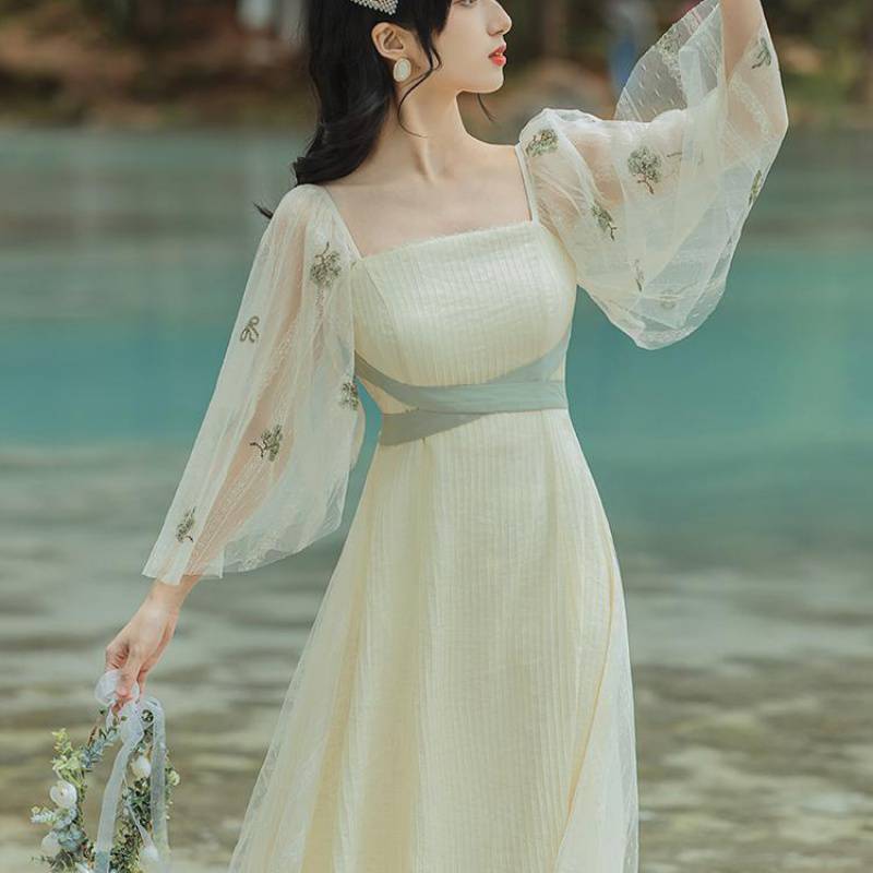 汉服女夏季薄款超仙气改良汉素上班穿改良版逸古装日常