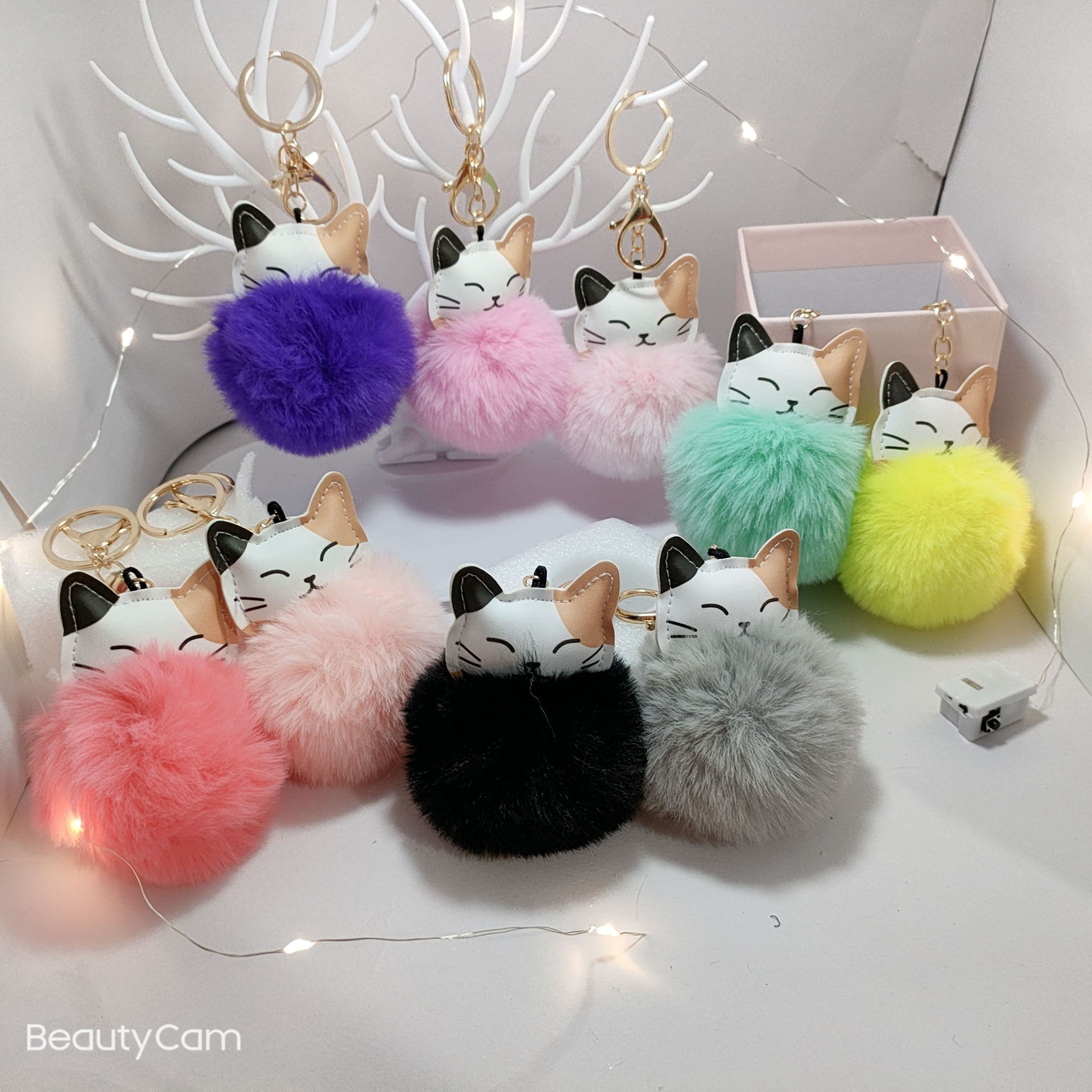 Creative Anti-Rabbit Fur Ball Keychain 8cm Women's Bag Pendant DIY Shoes and Hats Clothing Fuzzy Ball Pendant Ornament