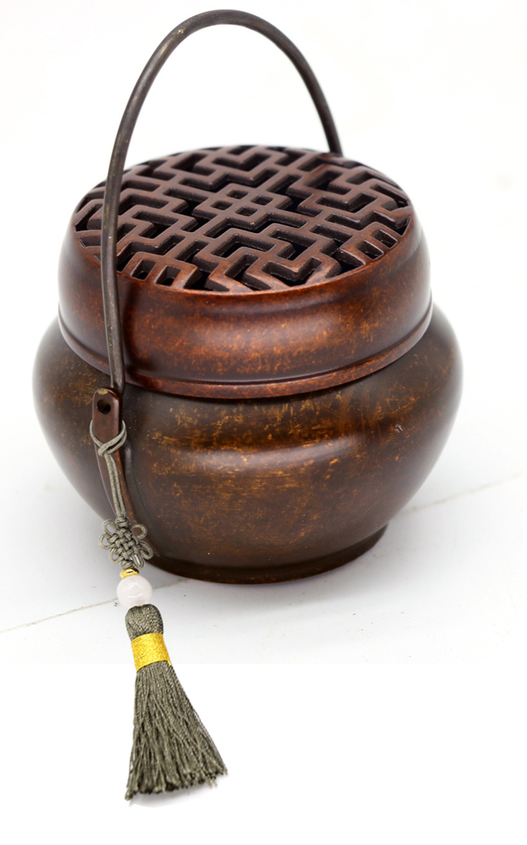 圆形暖手炉取暖小手炉古风手炉烧炭随身汉服古代香炉纯铜沉檀香炉