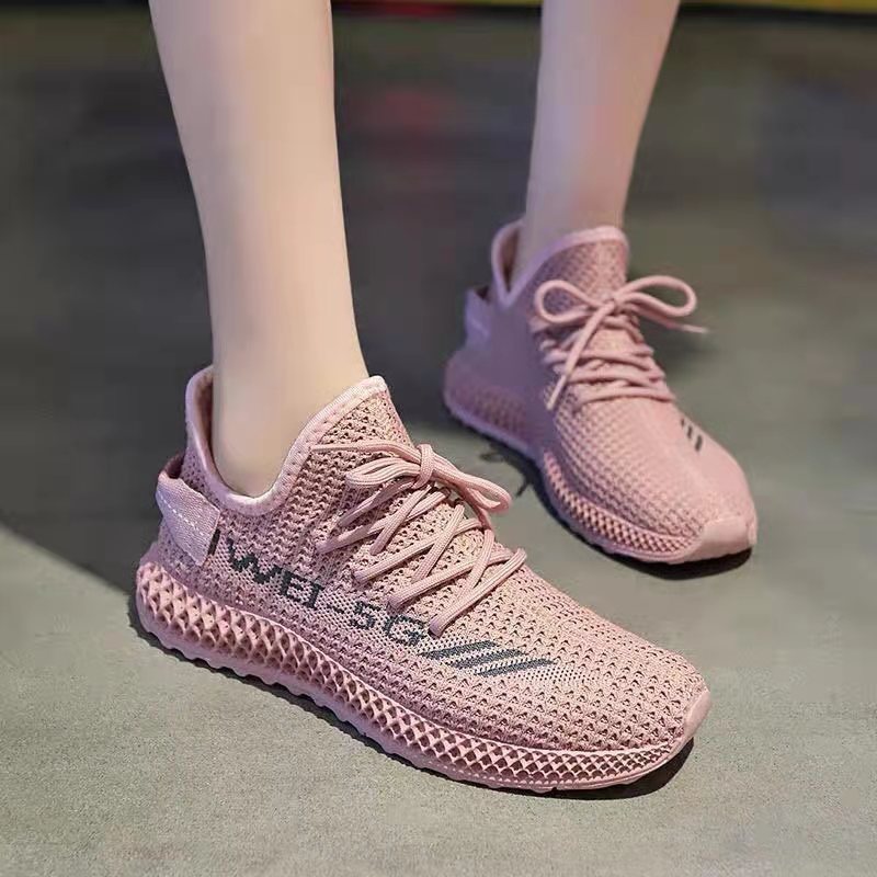 One Piece Dropshipping Women's Shoes 2022 Spring and Autumn New Sports Shoes Women's Breathable Flying Woven Casual Shoes Lightweight Flying Woven Running