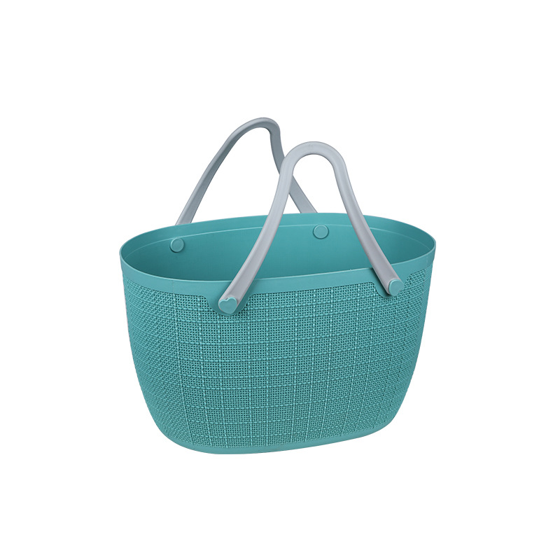 Household Dirty Laundry Laundry Basket Plastic Large Supermarket Shopping Basket Imitation Rattan Woven Portable Storage Basket