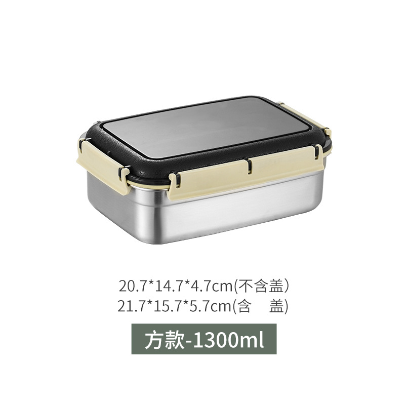 304 Stainless Steel round Square Crisper Food Grade Frozen Sealed Box Household Refrigerator Small Storage Box Lunch Box