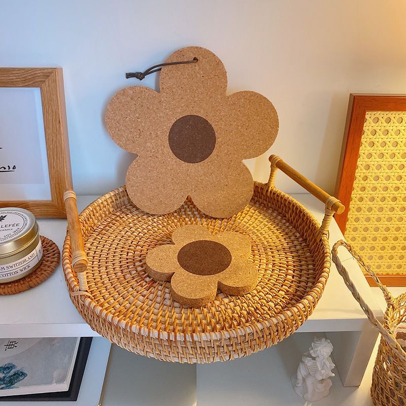 软木垫风可挂花朵杯垫隔热垫防烫餐垫锅垫拍照道具批发亚马逊跨境