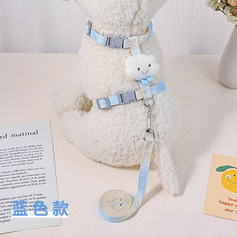 Dog Cat Pulling Rope Cat Chain Anti Breaking Loose Adjustable Vest Cat Leash Puppy Teddy Pet's Chest-Back