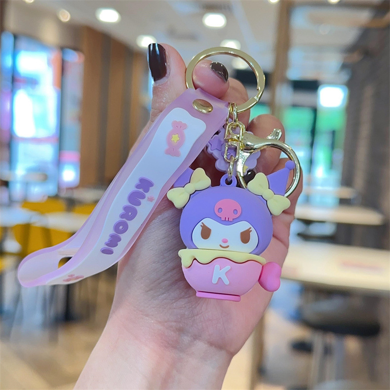 Cartoon Sanrio Family Snack Series Lovely Key Buckle Couple Car Shape School Bag Ornaments Exquisite Gifts Wholesale