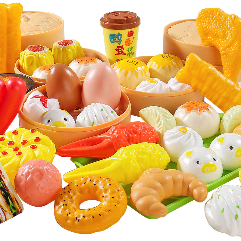 Children's Play House Kitchen Toy Simulation Food Dessert Steamer Bag Combination Breakfast Hamburger Fruit Pizza Set