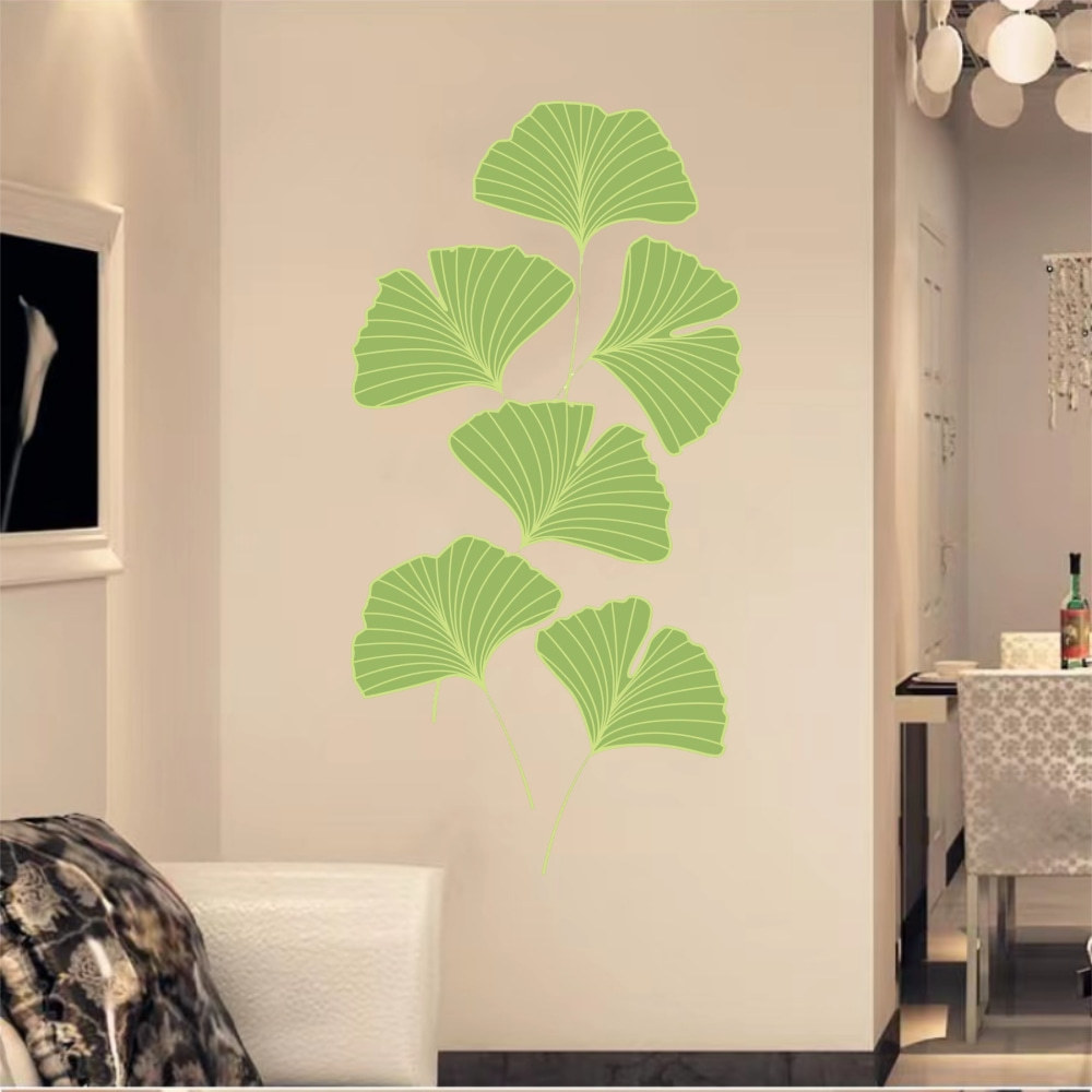 爱客清新植物落叶贴纸 客厅卧室玄关温馨单个银杏叶装饰防潮墙贴