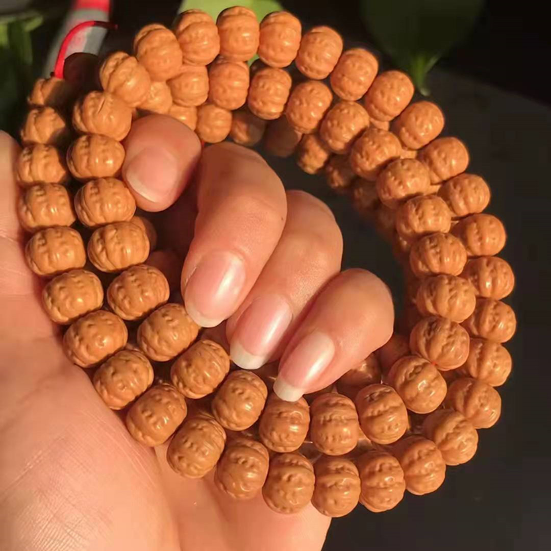 土豪猴头凤羽猴头核桃单圈文玩猴头108长串猴头手串 大量批发