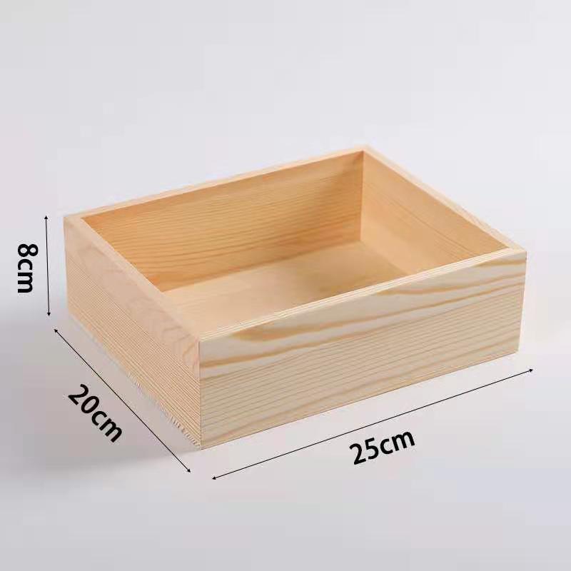 Long Square Uncovered Wooden Box Desktop Storage Box Set Wooden Tray Storage Box Production of Various Wood Packing Box
