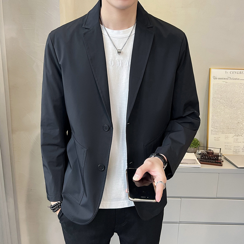 2023春季新款男士男装店主风宽松休闲简约韩版青年小西装外套上衣