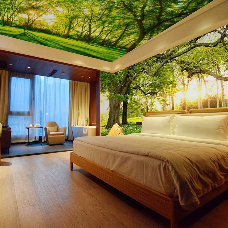 3d喷绘立体客厅电视景色背景墙壁纸自然风景树林草地无纺墙布壁画