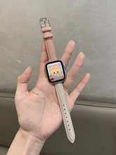 适用于apple watch7表带iwatch8苹果手表54321皮表带se牛油果绿细