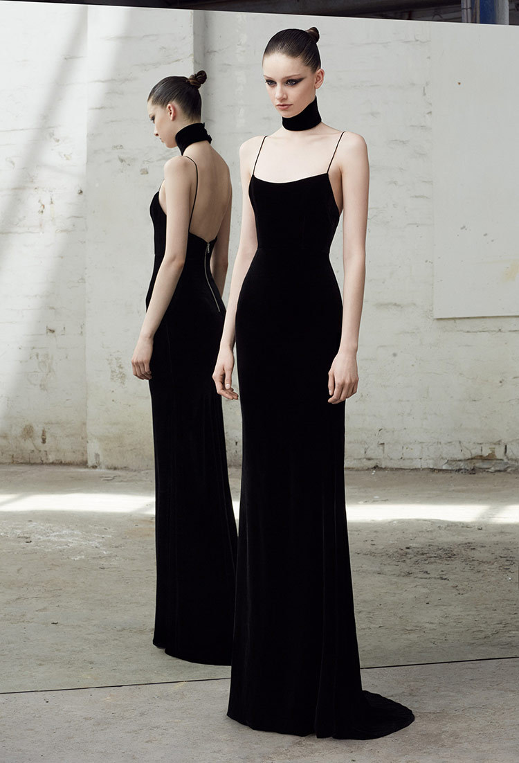 晚礼服女黑色吊带名媛派对宴会抹胸露背气质优雅主持人丝绒小礼服