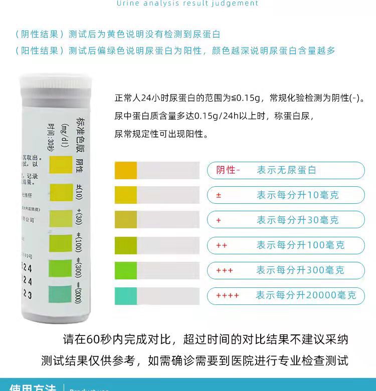 医用家用高尔宝目测尿蛋白试纸 检测目测 50小盒/价 尿液分析试条