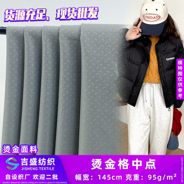 烫金格中点 时尚潮流纹理感梭织服装面料 休闲风衣夹克棉服面料