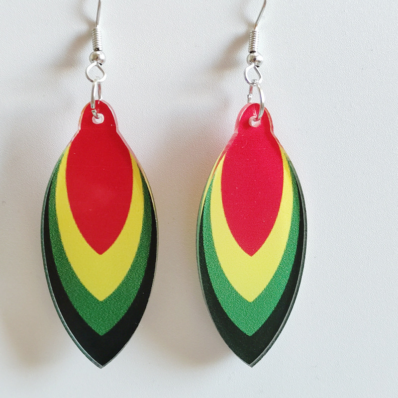 跨境新款非洲民族风夸张多色树叶个性耳环亚克力非洲地图字母耳饰