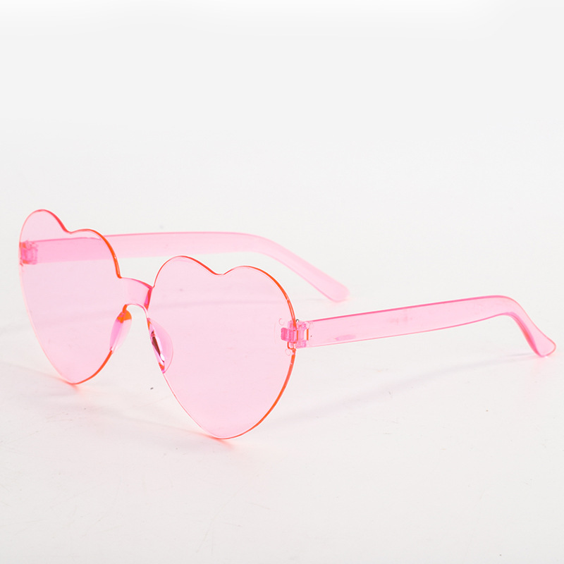 Heart-Shaped Glasses Factory Candy Jelly Color Love Glasses Personality European and American Sunglasses Men and Women Peach Heart Sunglasses