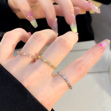新款麻花碎钻戒指女小众设计轻奢素圈食指戒指开口尾戒女小指环