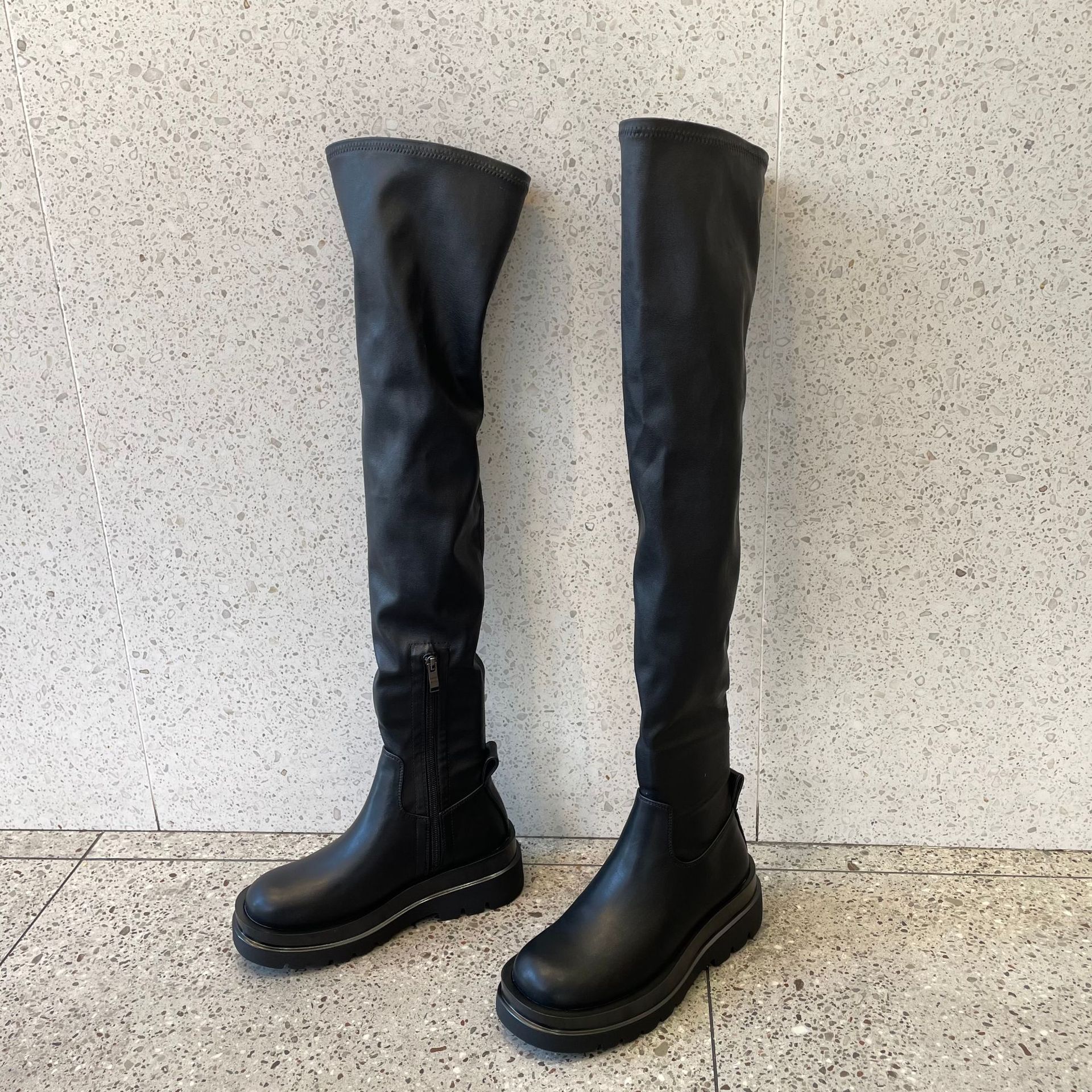 长靴2021冬季新款过膝女靴高筒厚底弹力显瘦不掉筒长筒皮靴