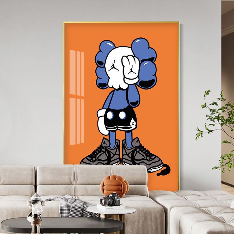 kaws公仔大幅客厅挂画玄关落地卡通暴力熊挂画潮牌沙发背景墙画
